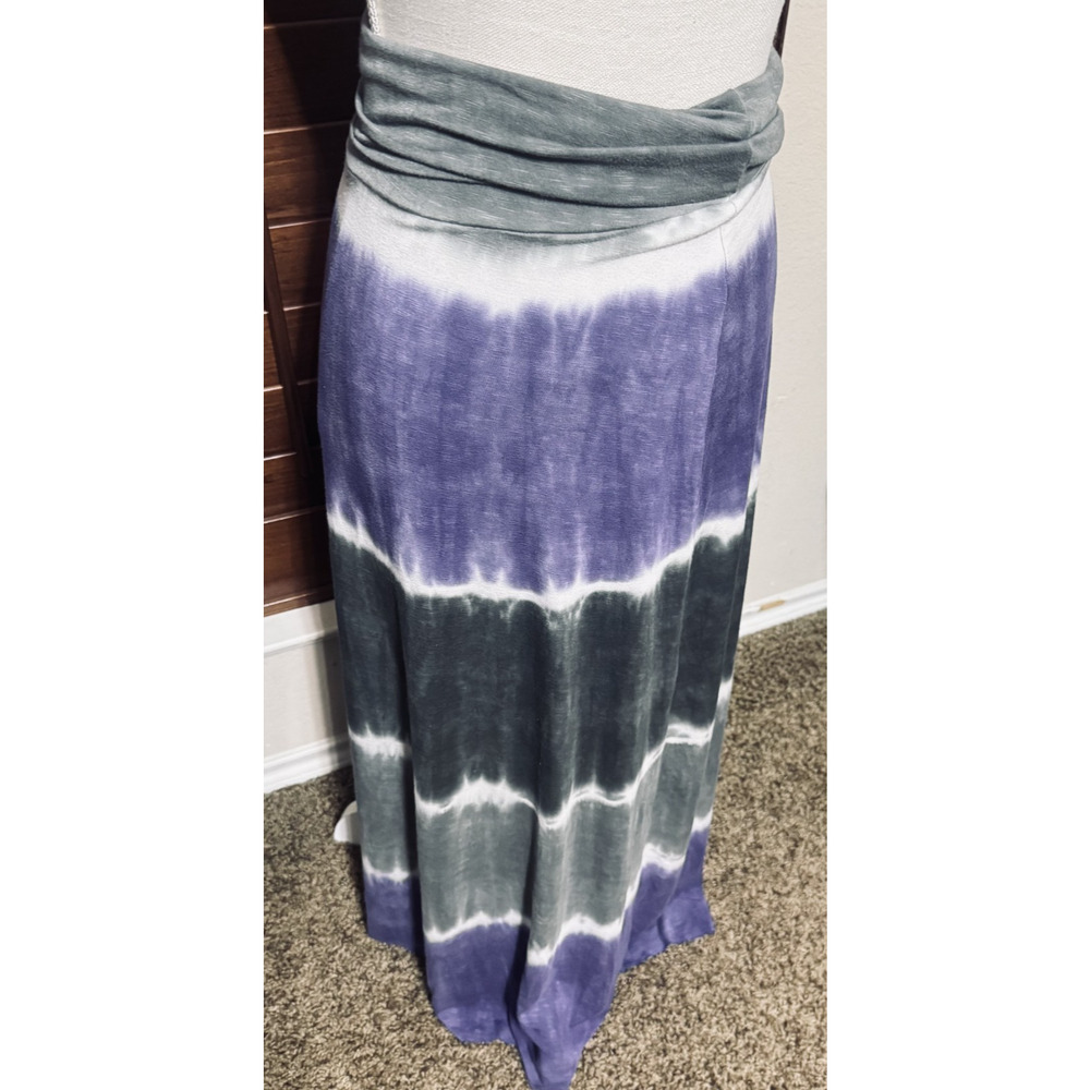 Lucky Brand Skirt XS/S Purple Gray Tie Dye Maxi Foldover Waist Stretch Swim